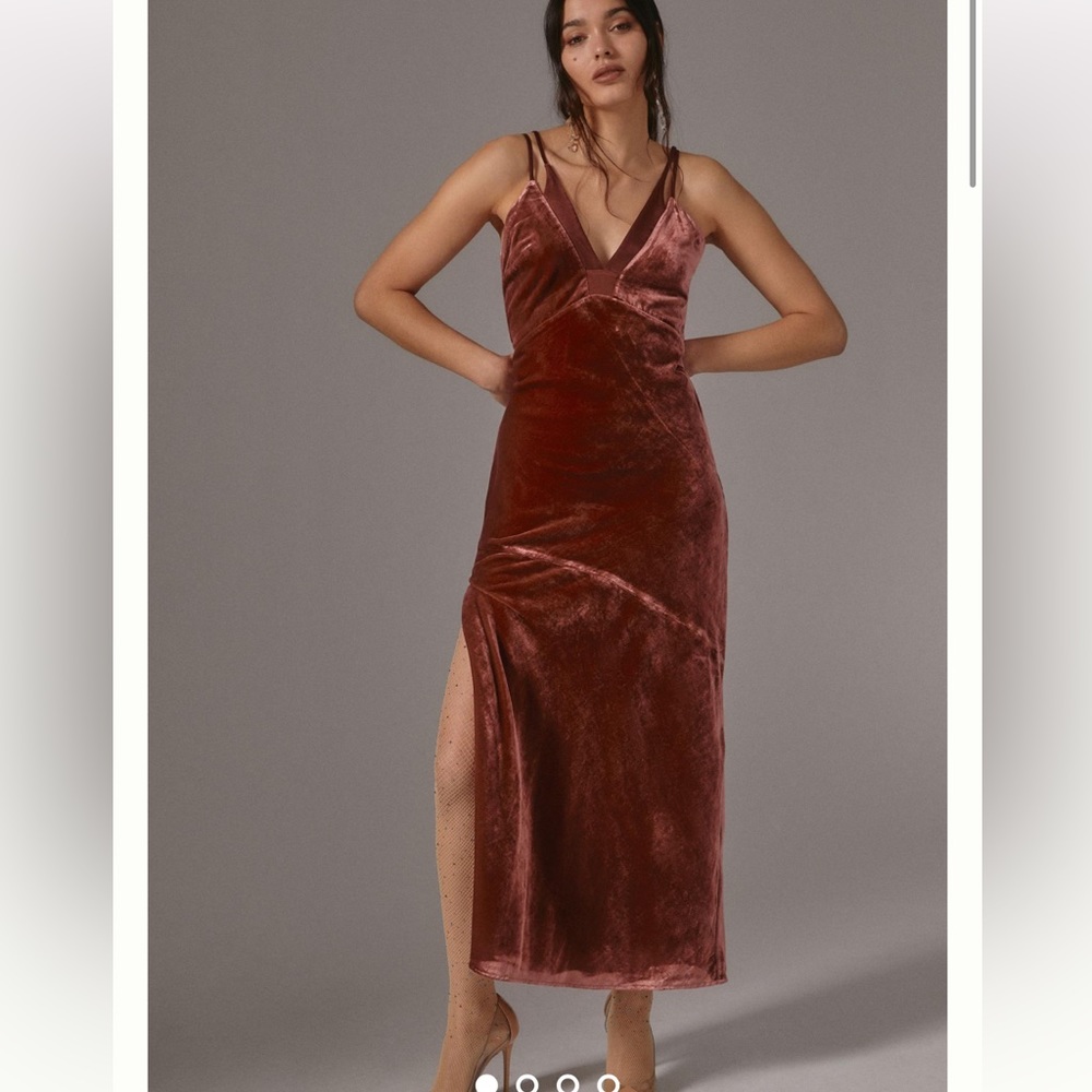 By Anthropologie V Neck Velvet Dress NWT